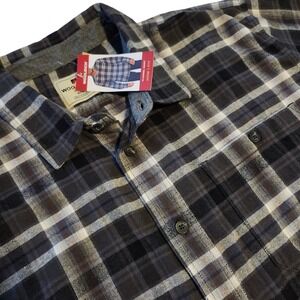 NWT Woolrich gray black Plaid Flannel Button Shirt Classic Fit Cotton Men's 3XL